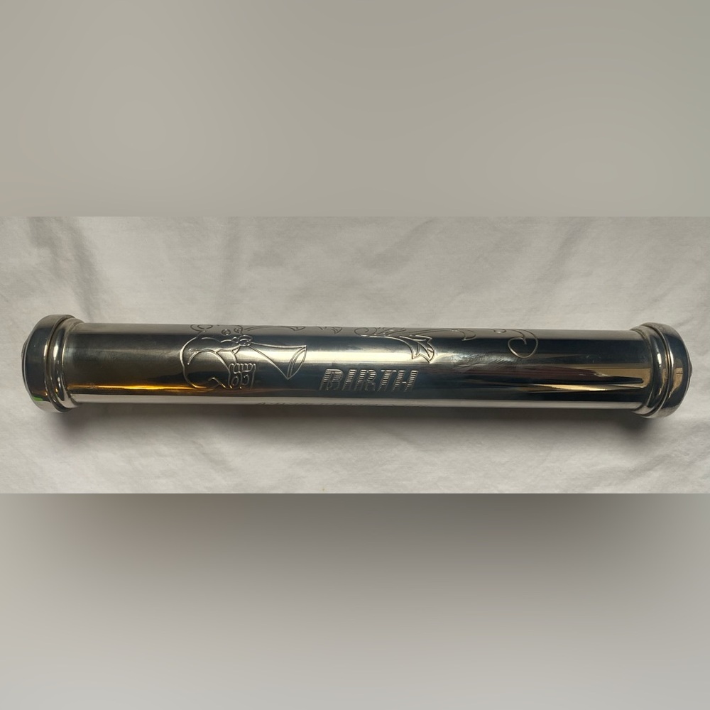 Vintage Birth Certificate decorativ metal tube- important documents safe keeping
